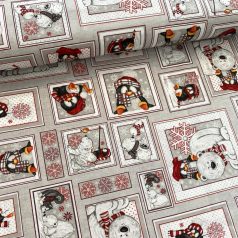   Extra cuki: Szürke a. négyzetekben pingvines-jegesmedvés karácsonyi dekortextil